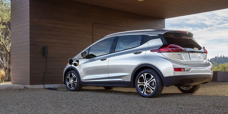 charging silver Chevrolet Bolt EV