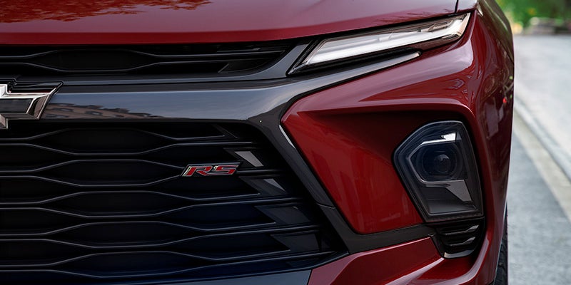 closeup of red chevy blazer front