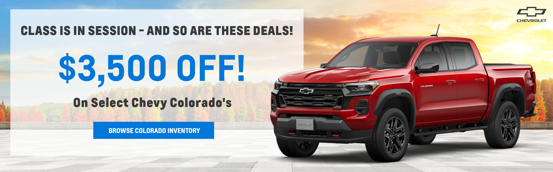 Red Colorado in Fall with sunset in background