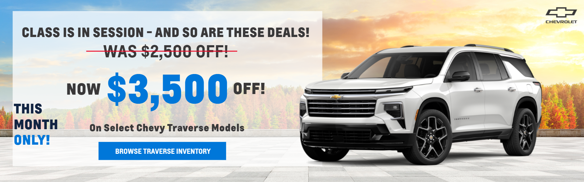 White Traverse in Fall with sunset in background