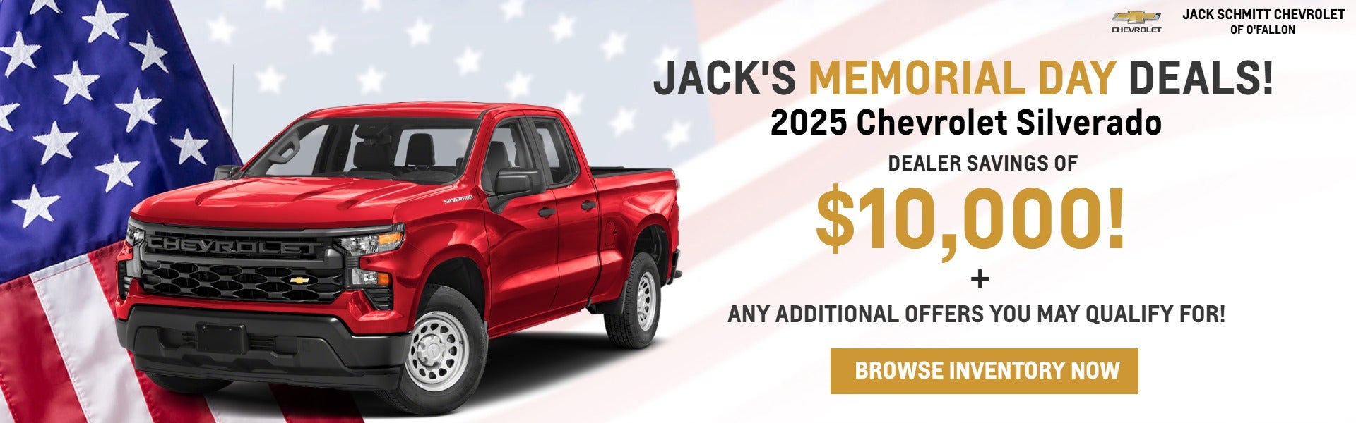 Red Silverado on Flag Background